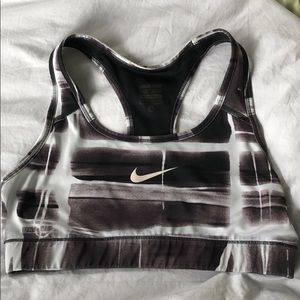 nike grey and white thunder sports bra